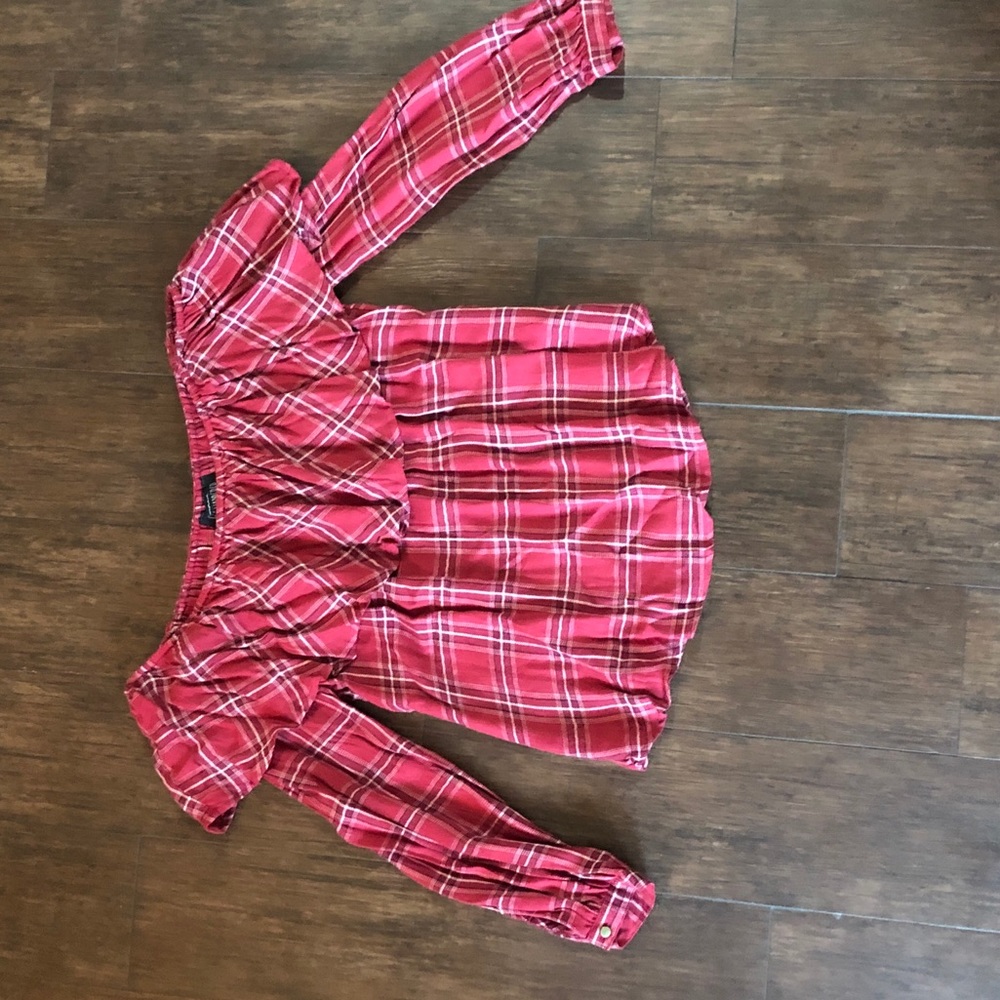 Off the shoulder plaid top
